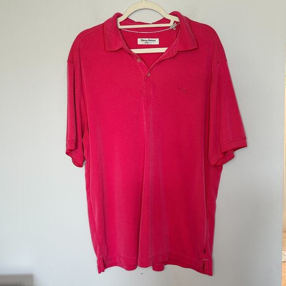 Tommy Bahama Island Zone Pink Polo Shirt Mens XL Golf Performance Preppy Sport - Picture 1 of 12